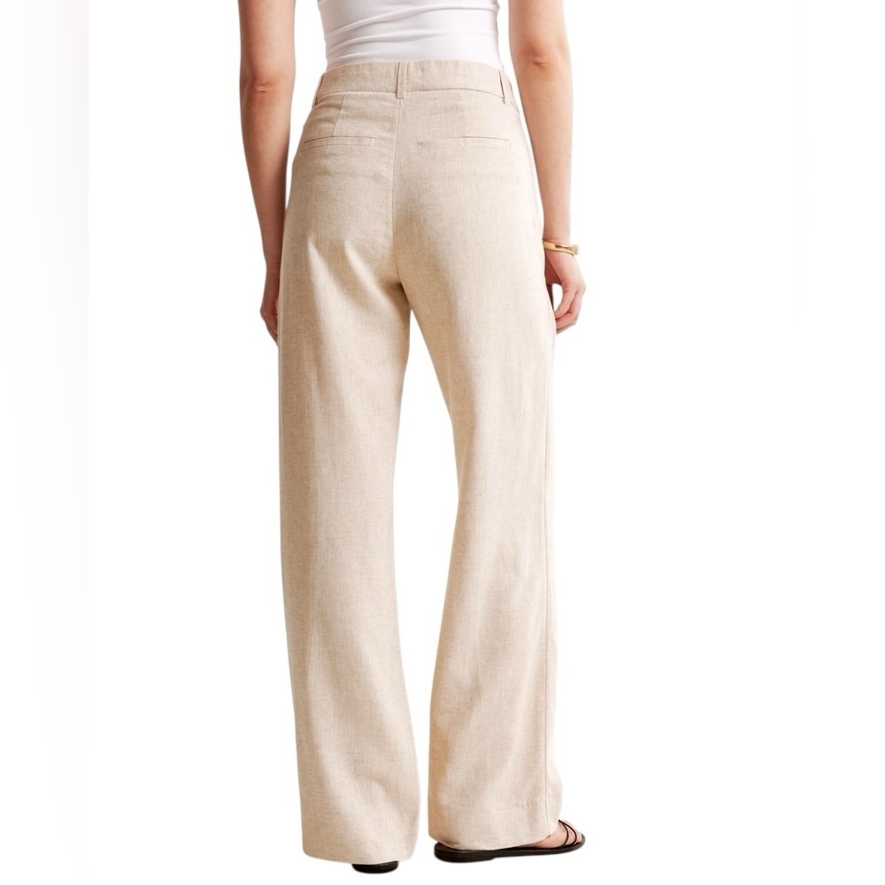 Abercrombie & Fitch Sloane Low Rise Tailored Linen-Blend Pant Sz 6/27 BEIGE - Picture 4 of 9